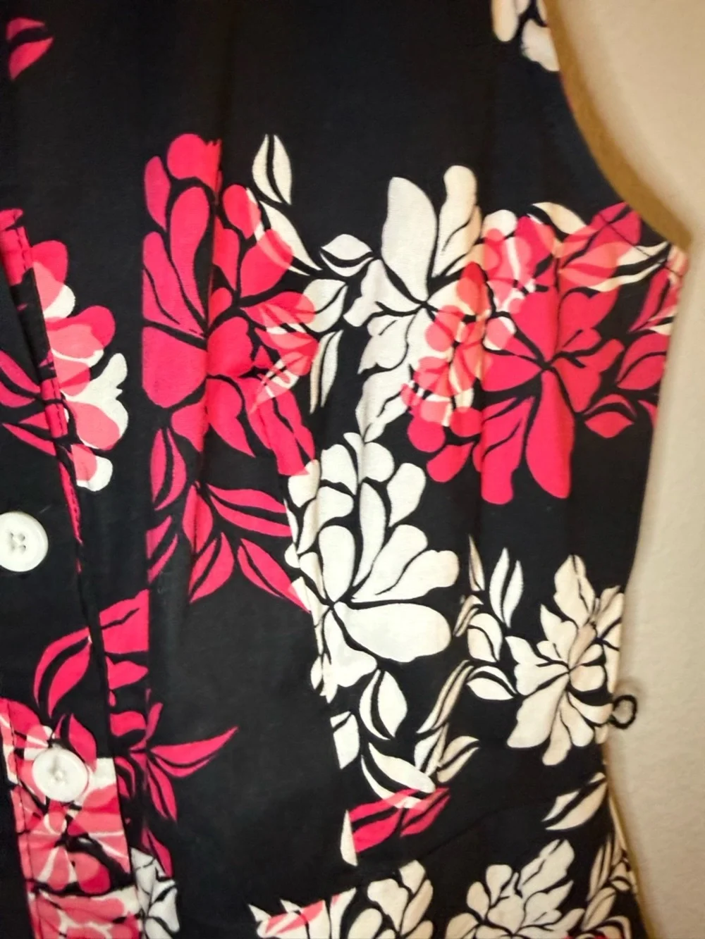 R&K Black Midi Dress with Pink & White Floral Print - Picture 4 of 5